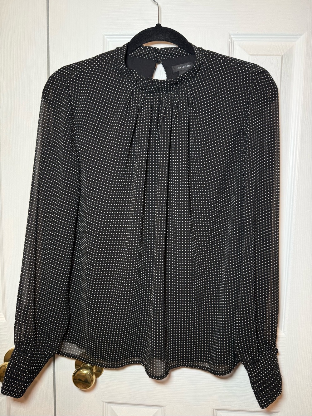 Halogen Black Blouse with White Dot Print